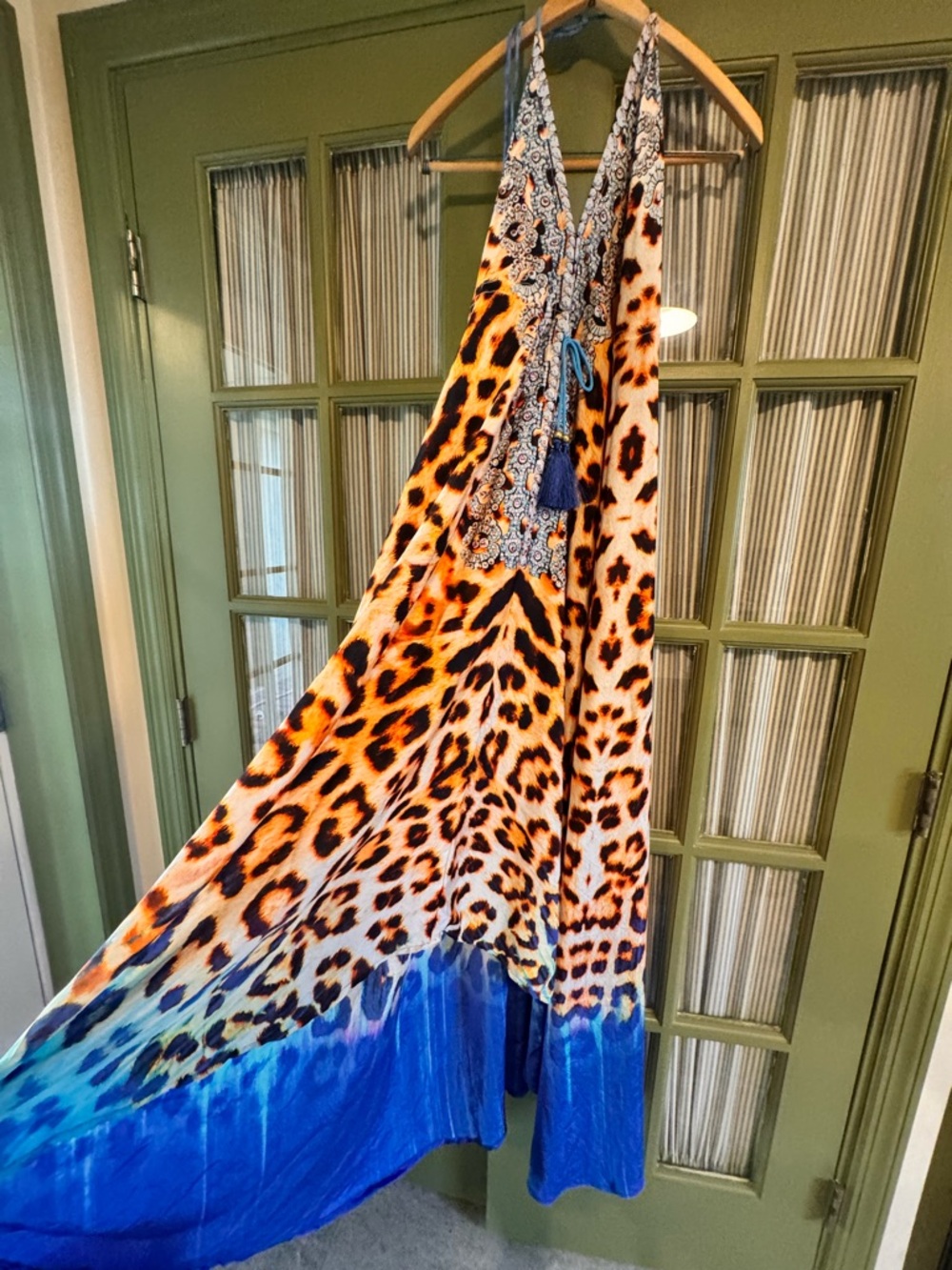 True Colors by La Moda Leopard Blue High Low Maxi Dress
